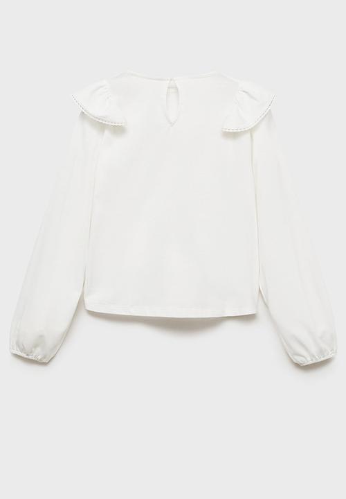 MANGO - T-shirt frill - natural