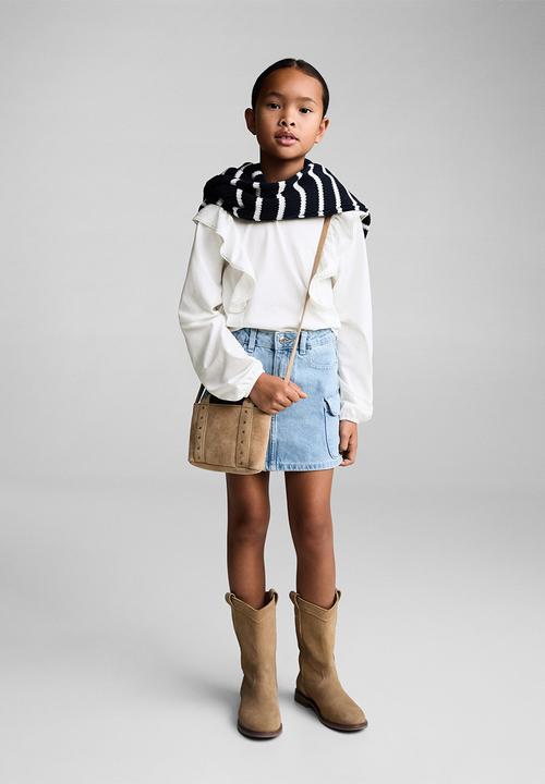MANGO - T-shirt frill - natural