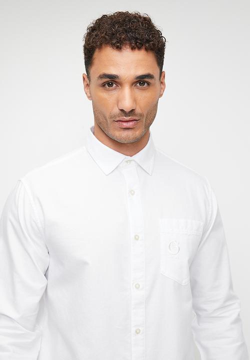 GUESS - Long sleeve collin shirt - pure white