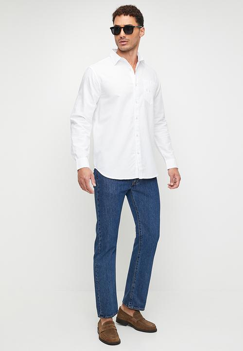 GUESS - Long sleeve collin shirt - pure white