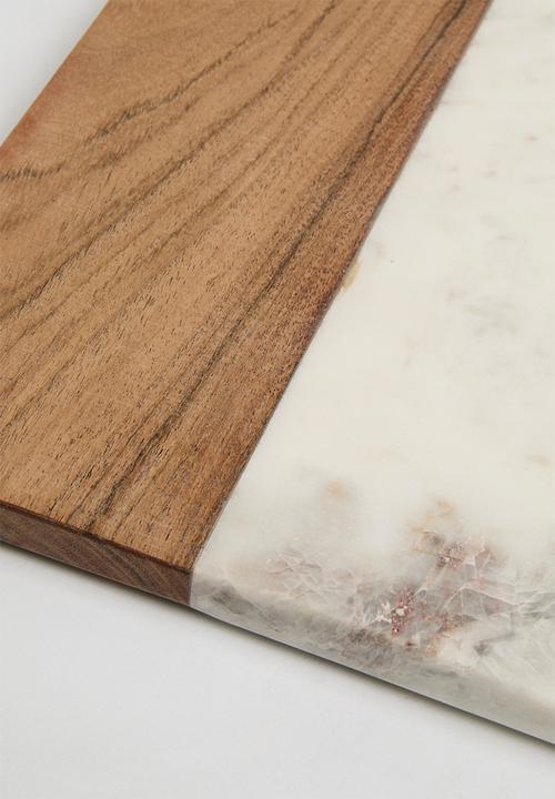 Sixth Floor - Marble & mango wood with 3 tapas mini bowls - white