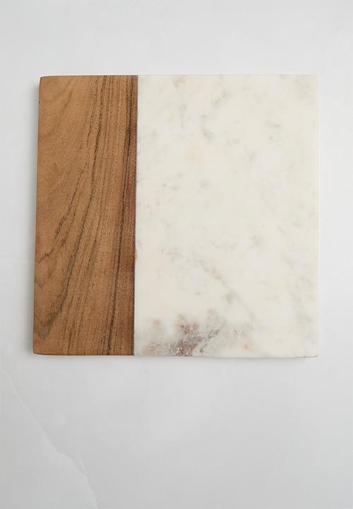 Sixth Floor - Marble & mango wood with 3 tapas mini bowls - white