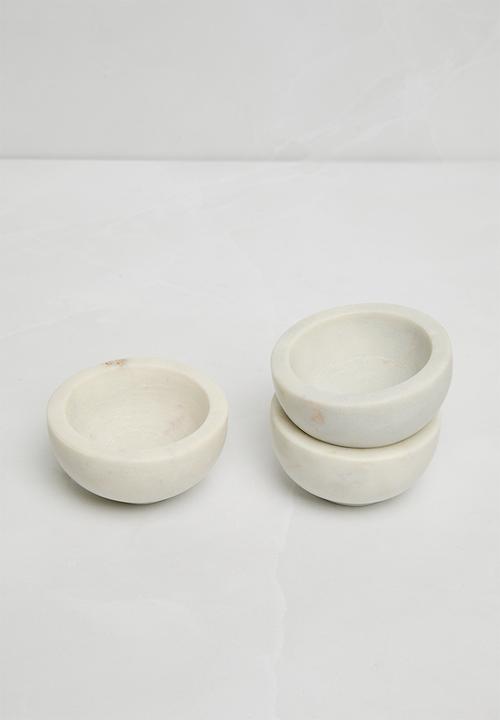 Sixth Floor - Marble & mango wood with 3 tapas mini bowls - white