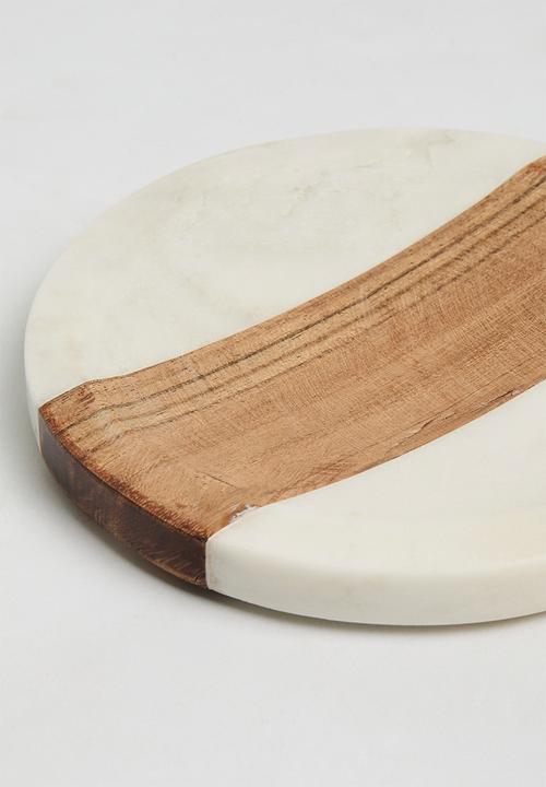 Sixth Floor - Marble & wood spoon rest - white