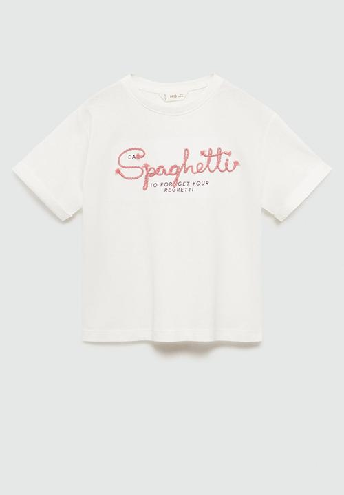 MANGO - T-shirt spagueti - natural