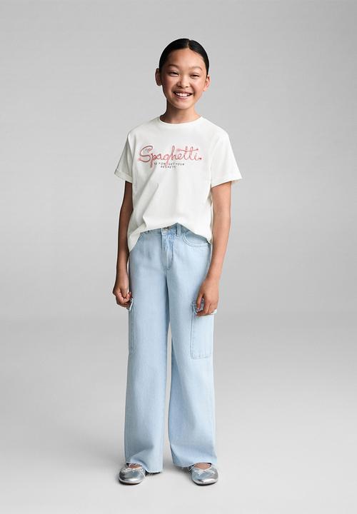 MANGO - T-shirt spagueti - natural