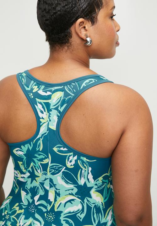 Lizzy - Plus Lacuna racerback swimsuit - teal floral
