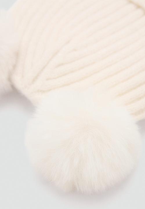 MANGO - Beanie pompon - light beige