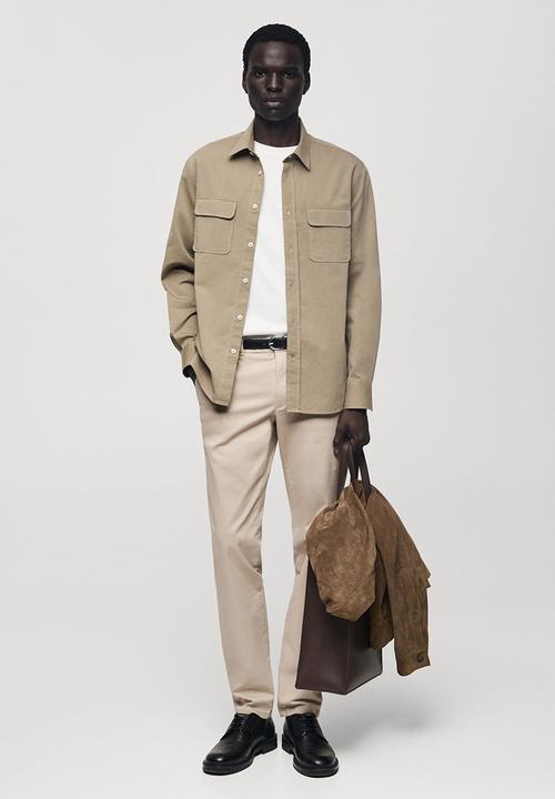 MANGO - Trousers barna - sand