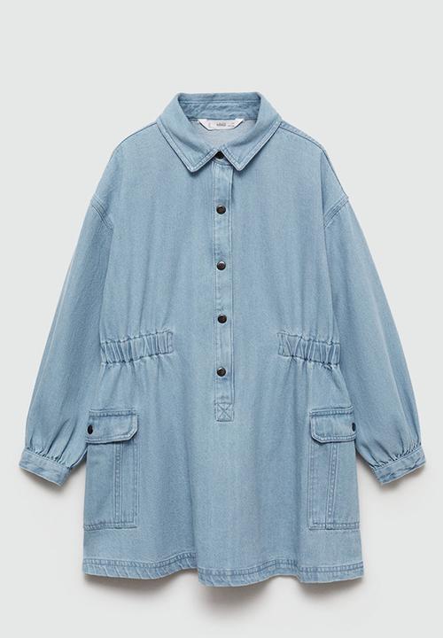 MANGO - Dress lana - open blue
