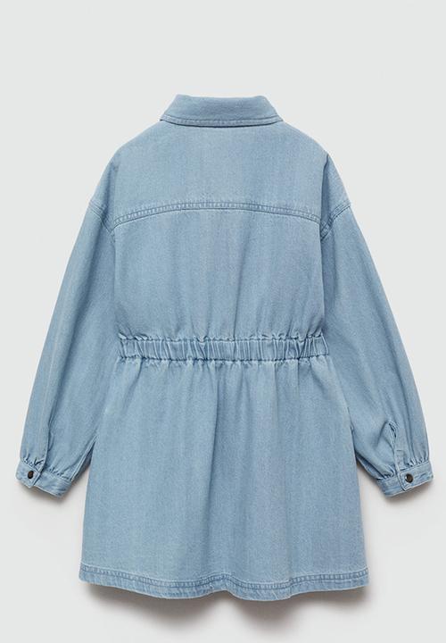 MANGO - Dress lana - open blue