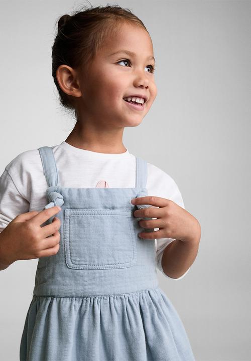 MANGO - Dungaree dress poppy - light/pastel blue