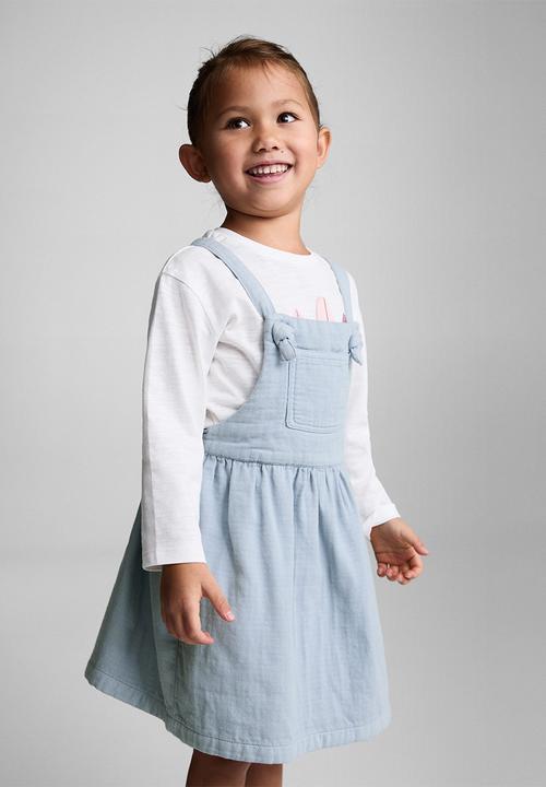 MANGO - Dungaree dress poppy - light/pastel blue