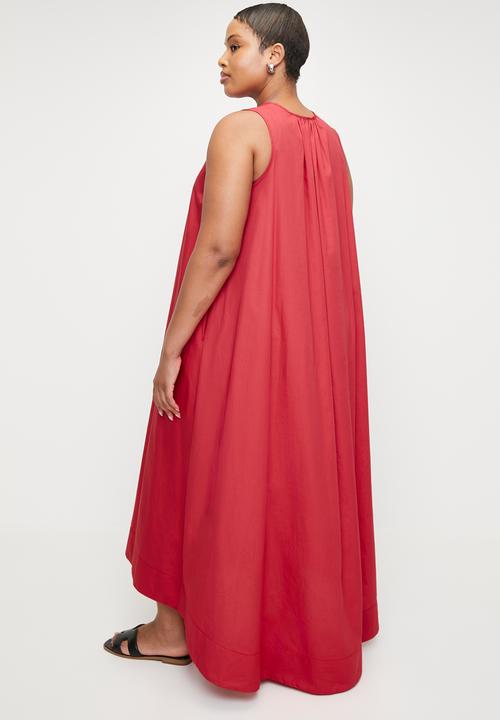 edit - Vneck Maxi Trapeze Dress - Red.