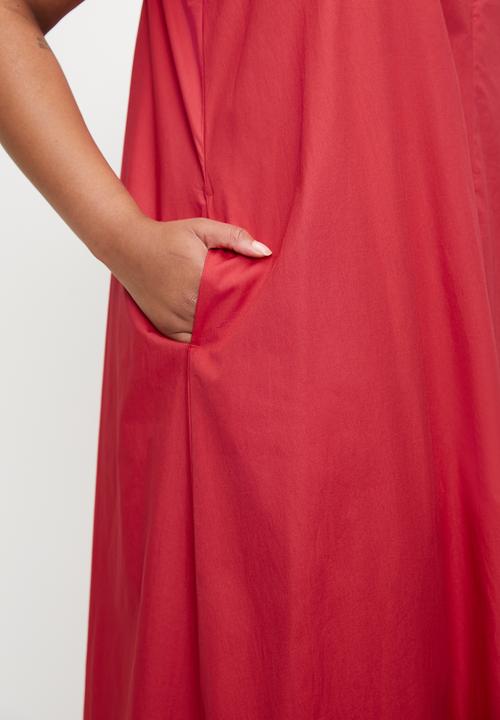 edit - Vneck Maxi Trapeze Dress - Red.