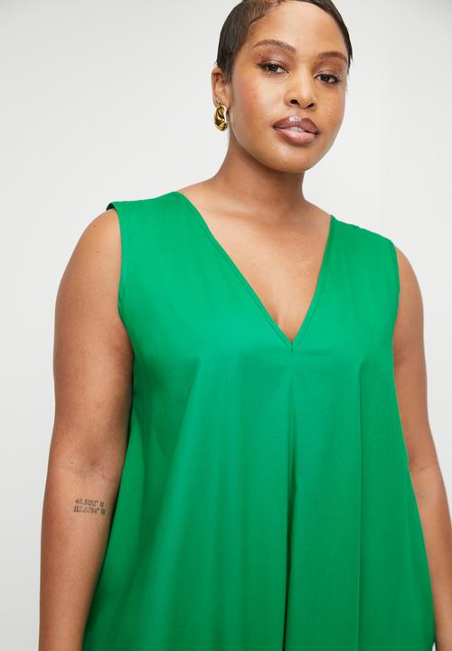 edit - Vneck Maxi Trapeze Dress - Green.