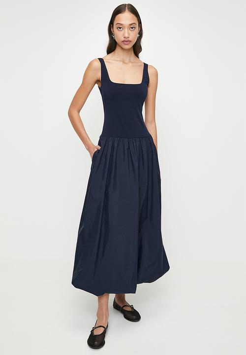 Drop waist bubbly midi dress