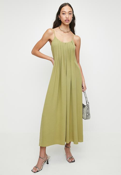 Superbalist - Tuck Detail Strappy Midi Dress - Green