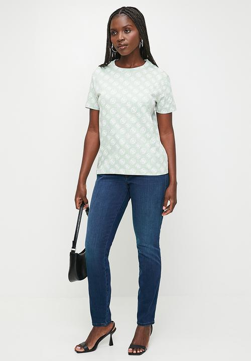 GUESS - Noémie 4g short sleeve T-shirt - 4g circle sparkle green aop	