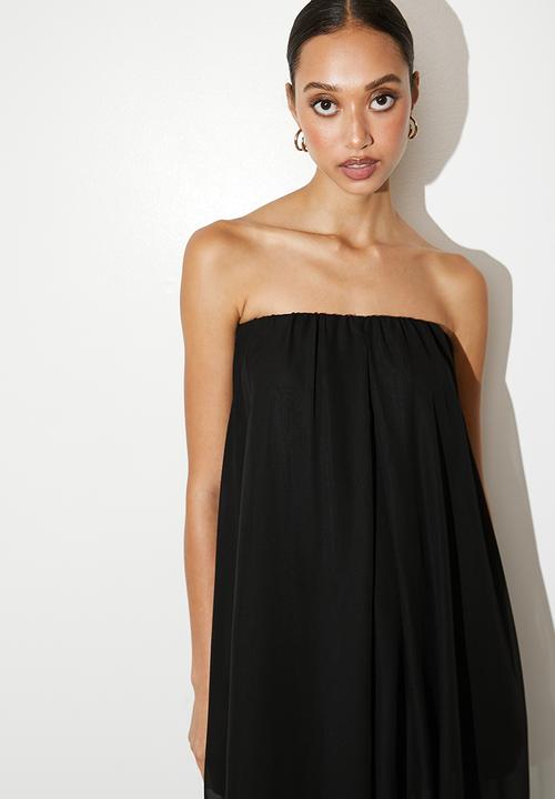 VELVET - Bandeau chiffon overlay jumpsuit - black