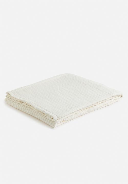 Sixth Floor - Stone Washed Cotton Muslin Throw Ivory 