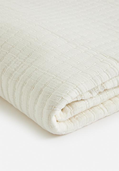 Sixth Floor - Stone Washed Cotton Muslin Throw Ivory 