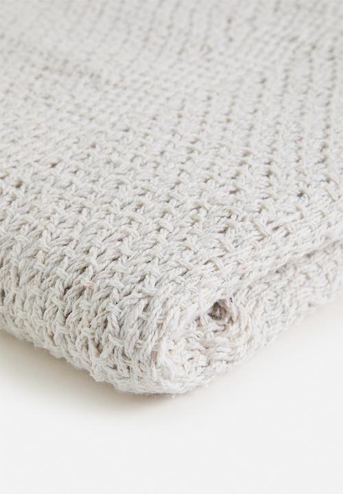 H&S - Cotton Knitted Throw - Ivory