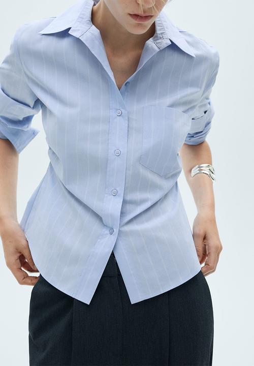 MANGO - Shirt Fru -  Light Pastel Blue