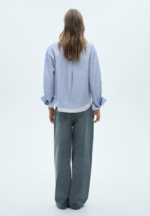 MANGO - Shirt Double -  Light Pastel Blue