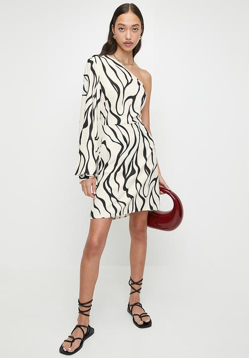 Superbalist - Statement sleeve mini shift dress - ecru organic leaf