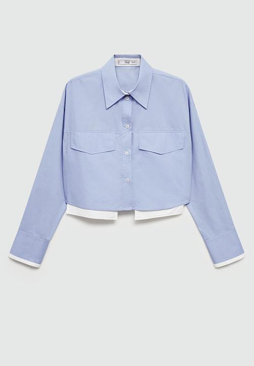 MANGO - Shirt Contrast - Light/Pastel Blue