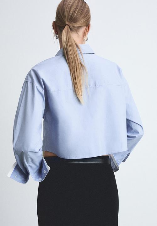 MANGO - Shirt Contrast - Light/Pastel Blue