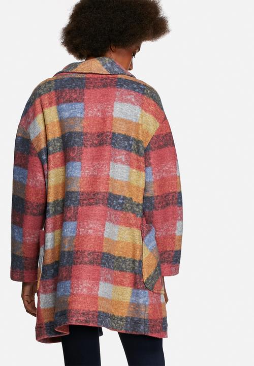 Native Youth - Check oversized cocoon coat