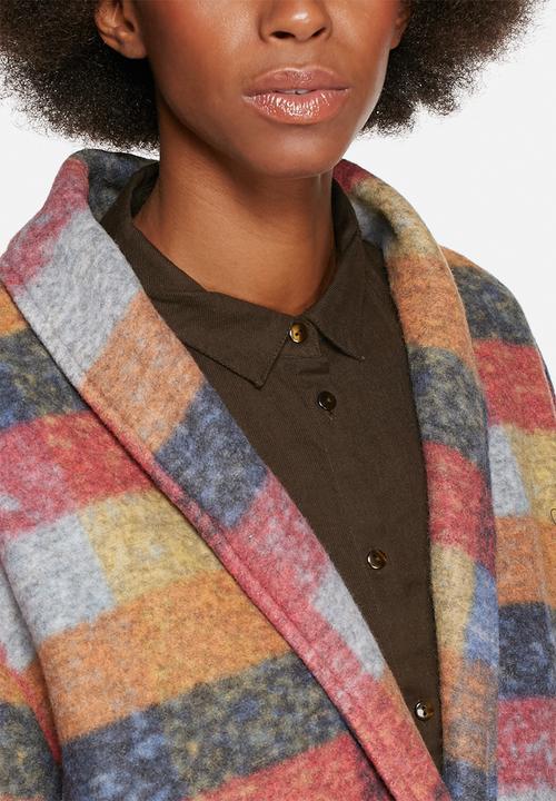 Native Youth - Check oversized cocoon coat