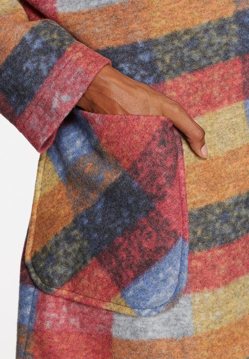 Native Youth - Check oversized cocoon coat