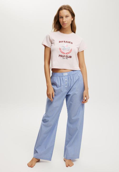 Cotton On - Boyfriend Boxer Pant - Blue/White Stripe