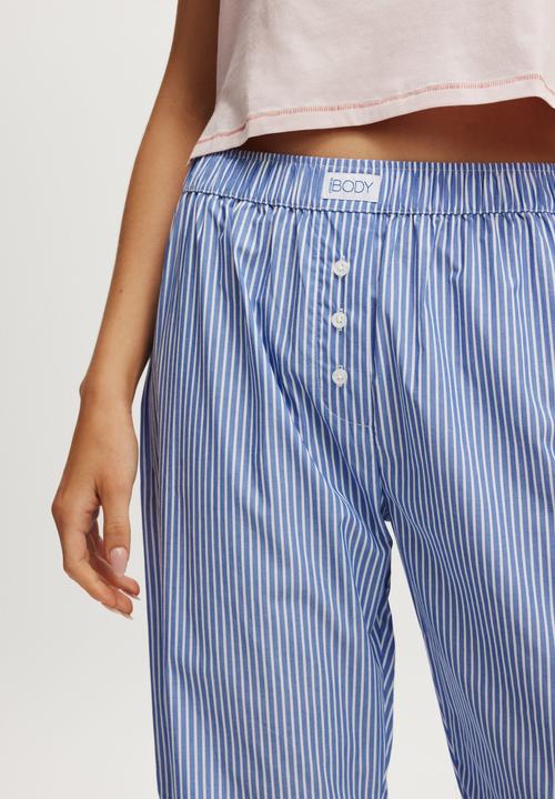Cotton On - Boyfriend Boxer Pant - Blue/White Stripe