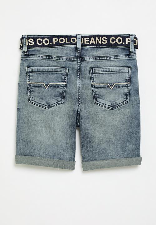 POLO - Boys jake belted denim short - medium wash