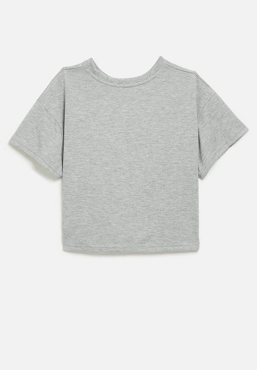 Converse - Cnvg tie front gfx boxy T-shirt - dk grey heather