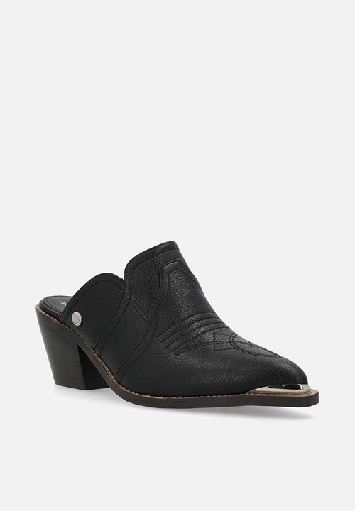 SISSY BOY - Texas hold em: cowboy mule with block heel - black 