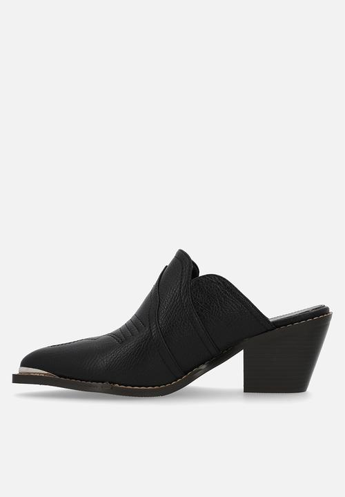 SISSY BOY - Texas hold em: cowboy mule with block heel - black 