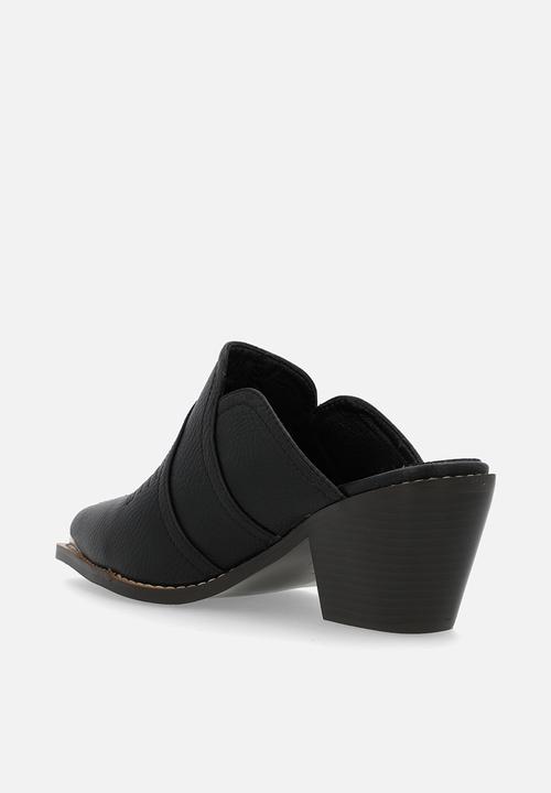 SISSY BOY - Texas hold em: cowboy mule with block heel - black 