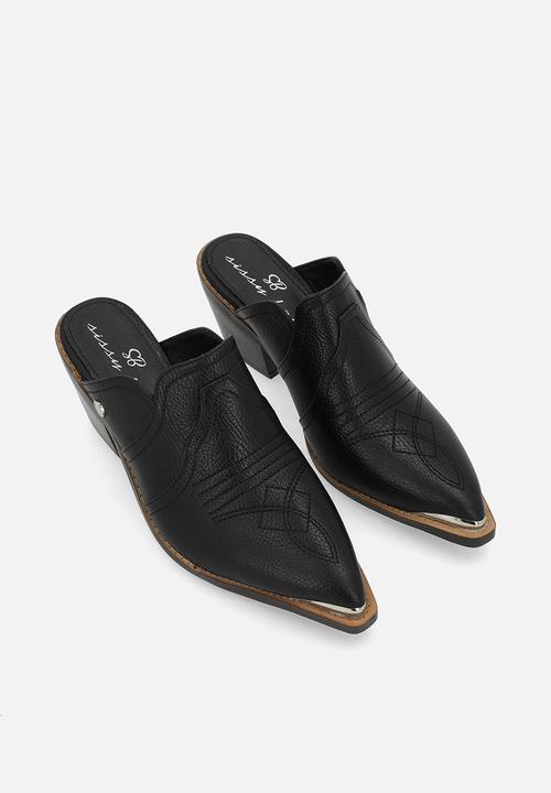 SISSY BOY - Texas hold em: cowboy mule with block heel - black 