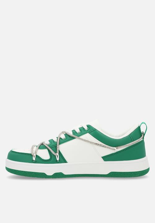 SISSY BOY - Colourblock sneaker with diamante trim - white/green