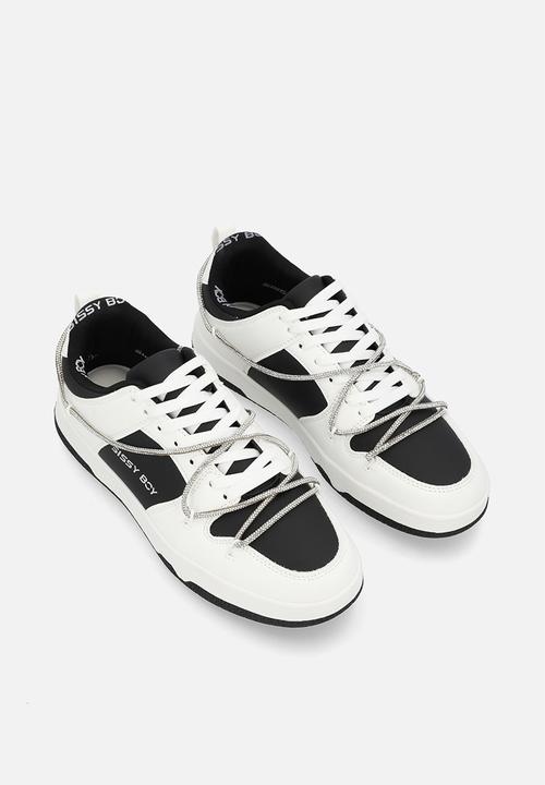 SISSY BOY - Colourblock sneaker with diamante trim - white/black