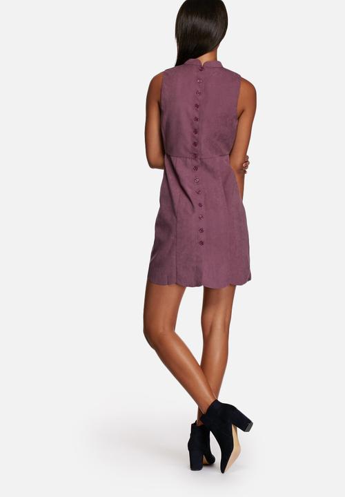 Neon Rose - Suede button back shift dress