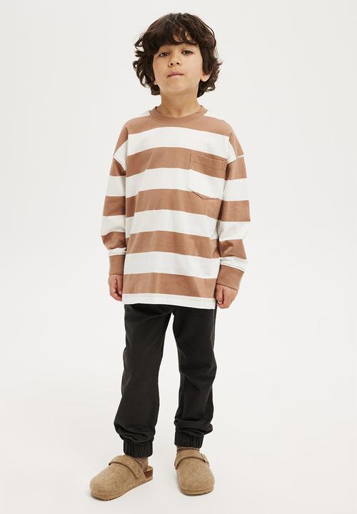 Cotton On - The essential long sleeve tee - taupy brown/vanilla stripe