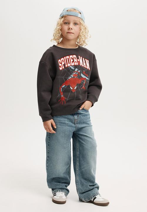 Cotton On - License felix fleece crew neck - lcn mar phantom/spiderman web