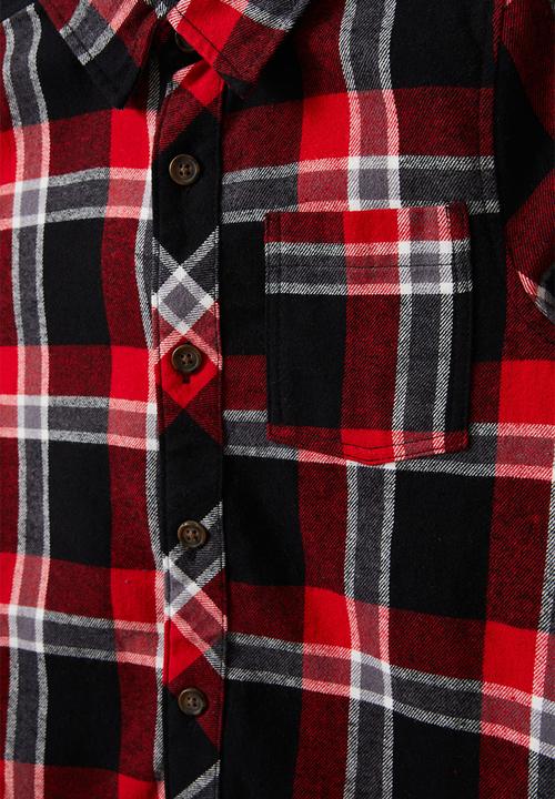 Cotton On - Rugged long sleeve shirt - black/varsity red plaid