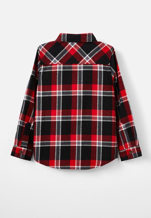 Cotton On - Rugged long sleeve shirt - black/varsity red plaid